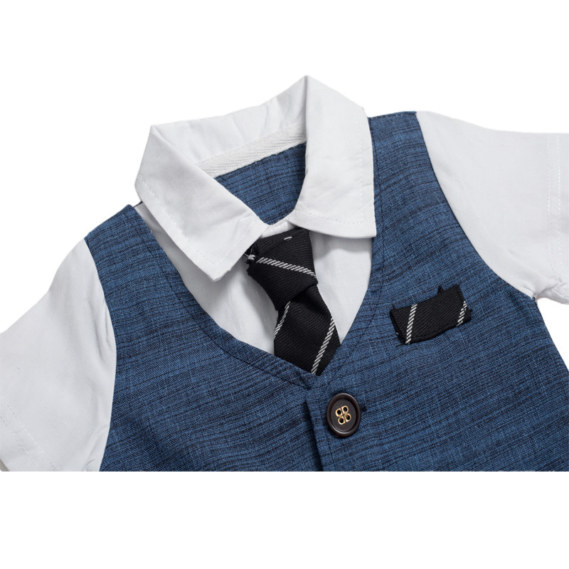 Summer New Baby Boy Jumpsuit Boys Gentleman Baby Children's Clothing - Image 2