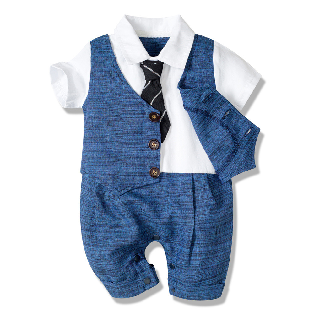 Summer New Baby Boy Jumpsuit Boys Gentleman Baby Children's Clothing - Image 4
